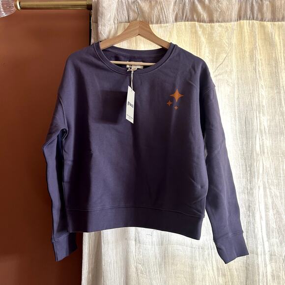 Pact Tops - Pact Organic Cotton Crewneck Slouchy Sweatshirt Moonlight Graphic Sweater NWT S